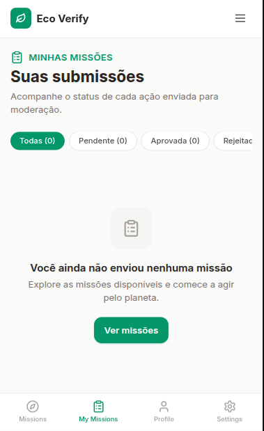 Tela das minhas missões